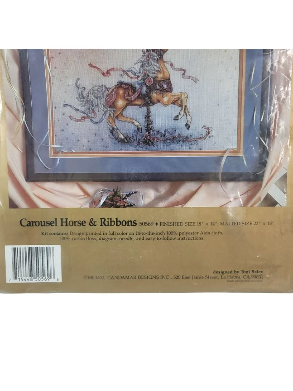 Candamar Carousel Cross Stitch Kit Horse Ribbon Something Special #50569 VTG NEW